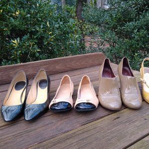 Lot of 4 Cole Haan Patent Leather Booties Flats Kitten Heels Slingbacks 7.5 / 8